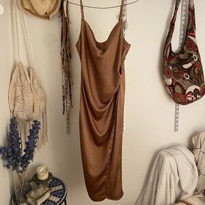 Cowl Neck Satin Slip Dress